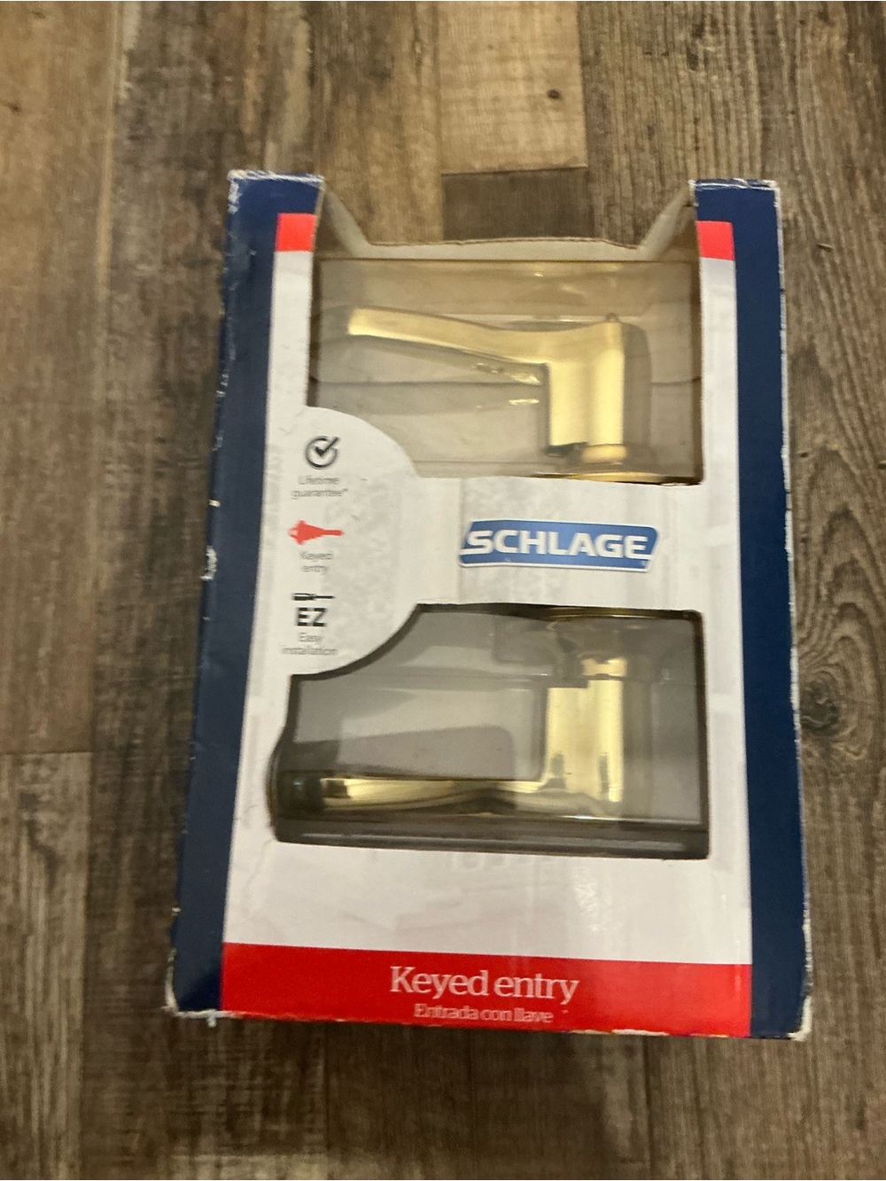 Schlage F51 V FLA 505 Flair Bright Brass Classic Keyed Entry Lever Door Handle